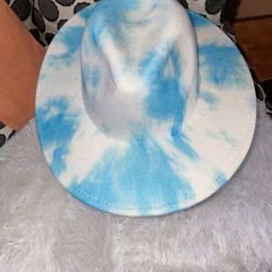 Fedora hat sky blue and white tie-dye